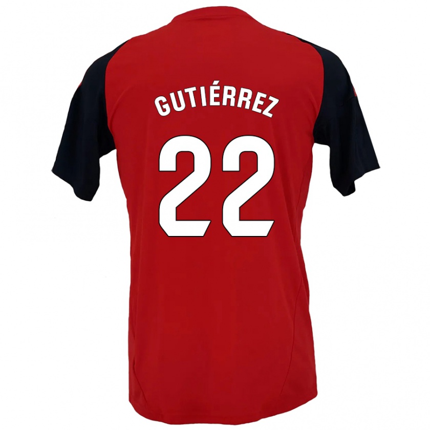 Kandiny Kinder Juan Gutiérrez #22 Rot Schwarz Heimtrikot Trikot 2024/25 T-Shirt