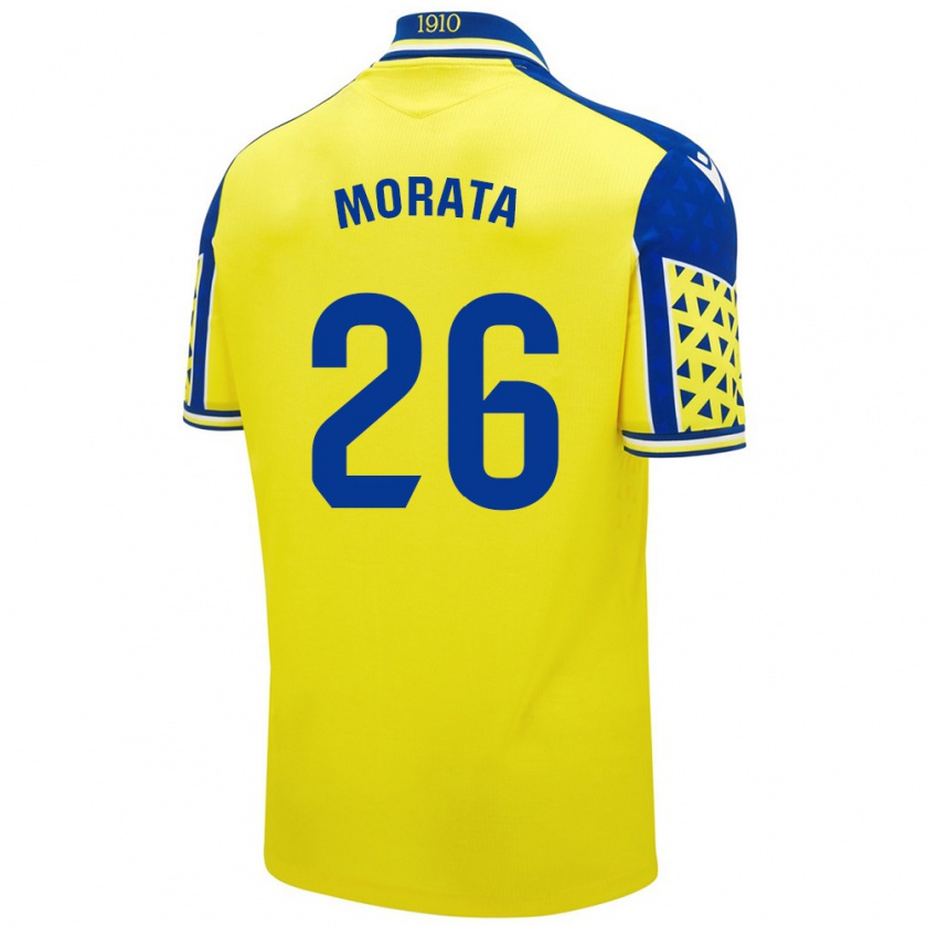 Kandiny Kinder Álex Morata #26 Gelb Blau Heimtrikot Trikot 2024/25 T-Shirt