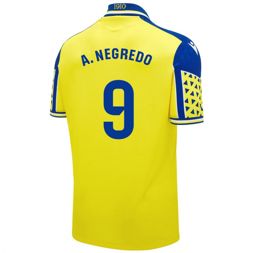 Kandiny Kinder Álvaro Negredo #9 Gelb Blau Heimtrikot Trikot 2024/25 T-Shirt