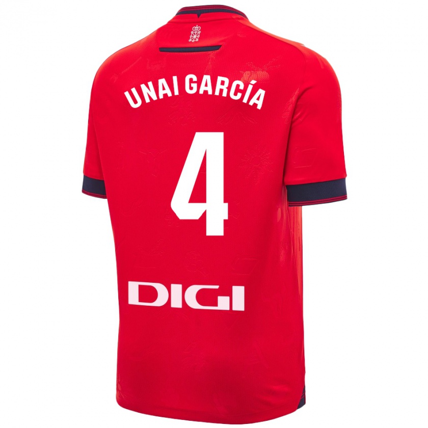 Kandiny Kinder Unai García #4 Rot Weiß Heimtrikot Trikot 2024/25 T-Shirt