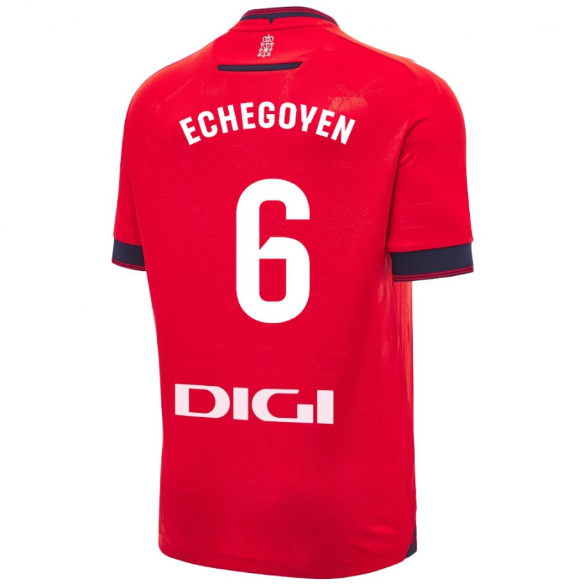 Kandiny Kinder Mauro Echegoyen #6 Rot Weiß Heimtrikot Trikot 2024/25 T-Shirt