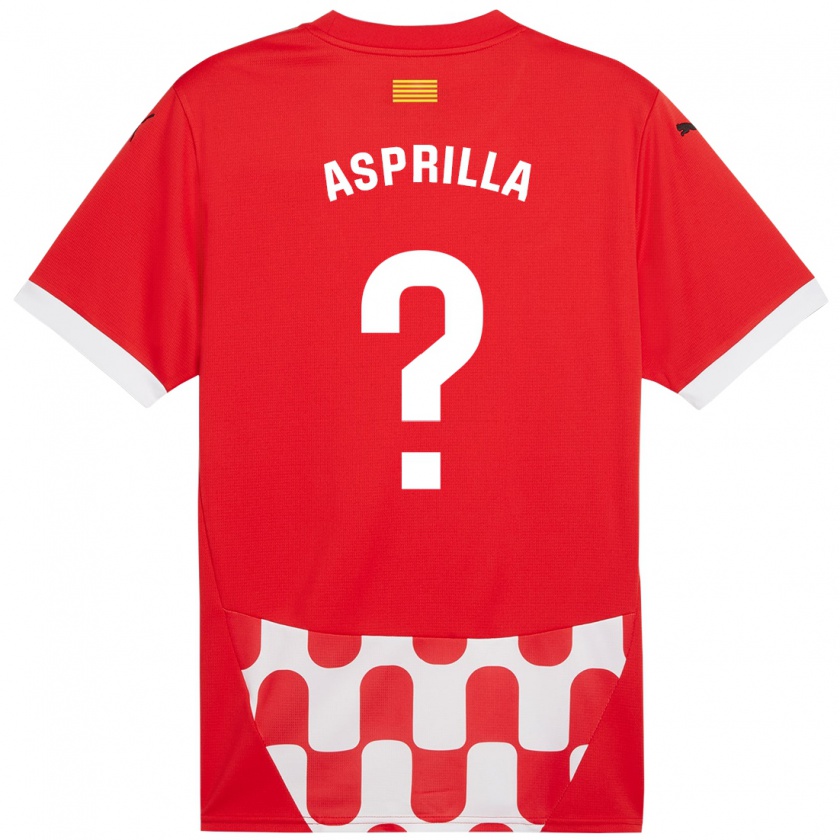 Kandiny Kinder Yáser Asprilla #0 Rot Weiß Heimtrikot Trikot 2024/25 T-Shirt