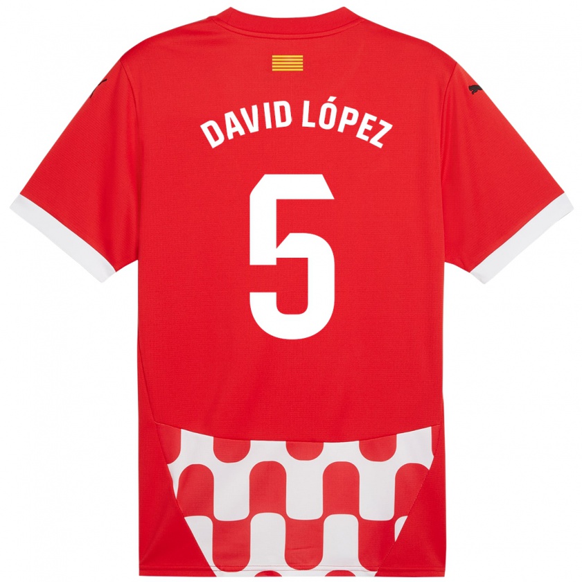 Kandiny Kinder David López #5 Rot Weiß Heimtrikot Trikot 2024/25 T-Shirt