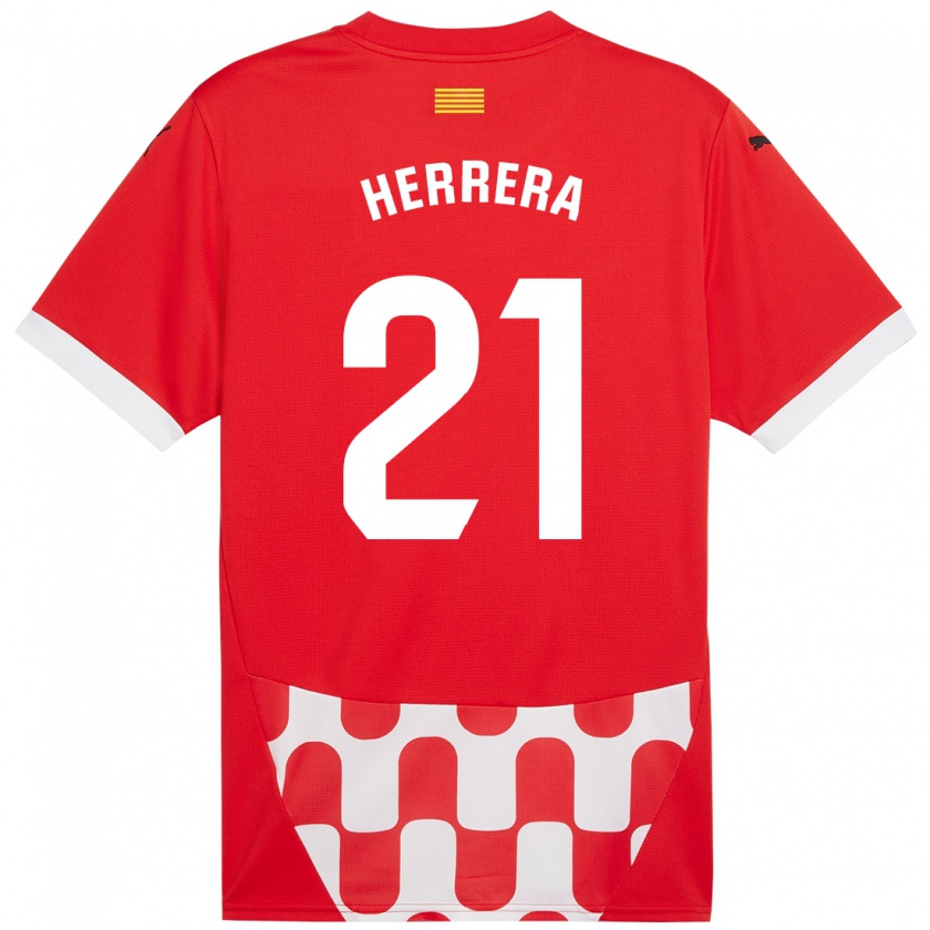 Kandiny Kinder Yangel Herrera #21 Rot Weiß Heimtrikot Trikot 2024/25 T-Shirt