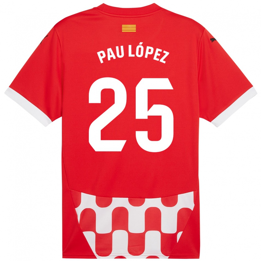 Kandiny Kinder Pau López #25 Rot Weiß Heimtrikot Trikot 2024/25 T-Shirt