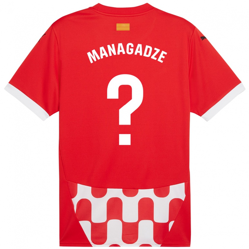 Kandiny Kinder Luka Managadze #0 Rot Weiß Heimtrikot Trikot 2024/25 T-Shirt