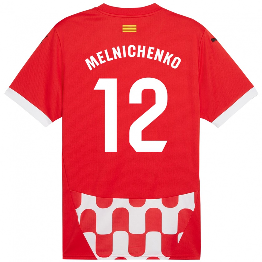 Kandiny Kinder Dmytro Melnichenko #12 Rot Weiß Heimtrikot Trikot 2024/25 T-Shirt