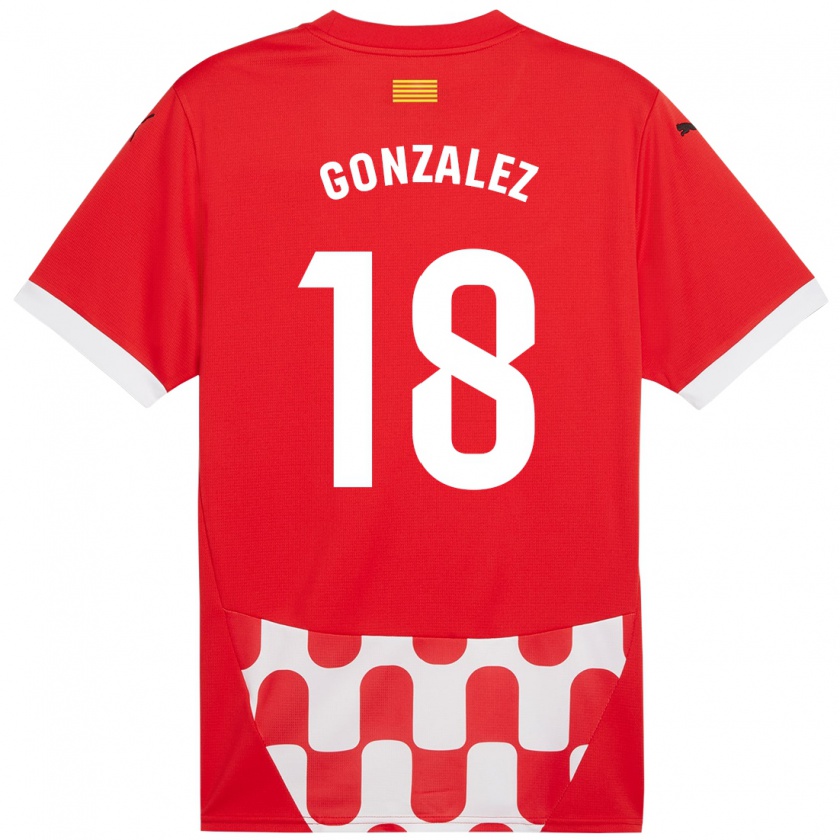 Kandiny Kinder Gerard González #18 Rot Weiß Heimtrikot Trikot 2024/25 T-Shirt