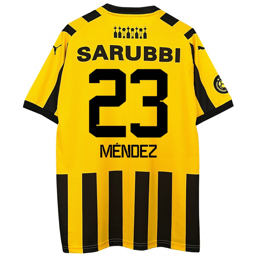 Kandiny Kinder Javier Méndez #23 Gelb Schwarz Heimtrikot Trikot 2024/25 T-Shirt