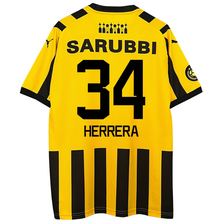 Kandiny Kinder Nahuel Herrera #34 Gelb Schwarz Heimtrikot Trikot 2024/25 T-Shirt