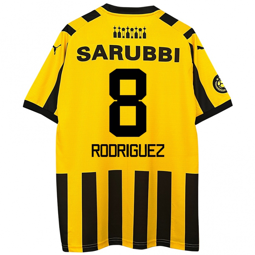 Kandiny Kinder Sebastián Rodríguez #8 Gelb Schwarz Heimtrikot Trikot 2024/25 T-Shirt