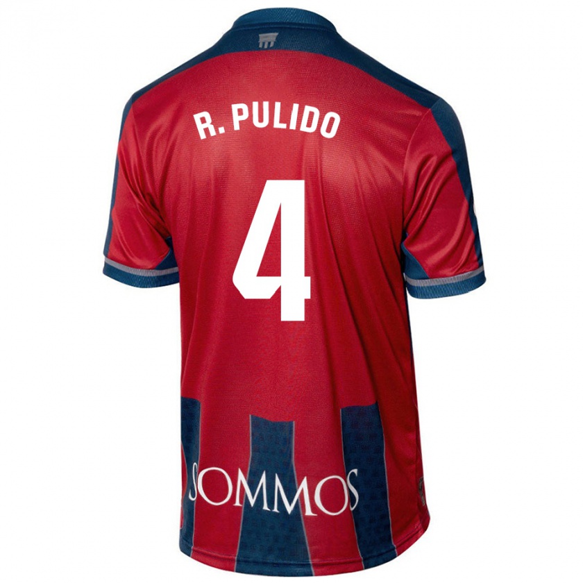 Kandiny Kinder Rubén Pulido #4 Rot Blau Heimtrikot Trikot 2024/25 T-Shirt