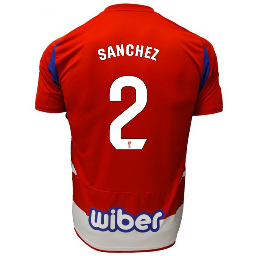 Kandiny Kinder Rubén Sánchez #2 Rot Weiß Blau Heimtrikot Trikot 2024/25 T-Shirt