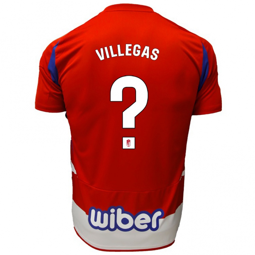 Kandiny Kinder Sergio Villegas #0 Rot Weiß Blau Heimtrikot Trikot 2024/25 T-Shirt