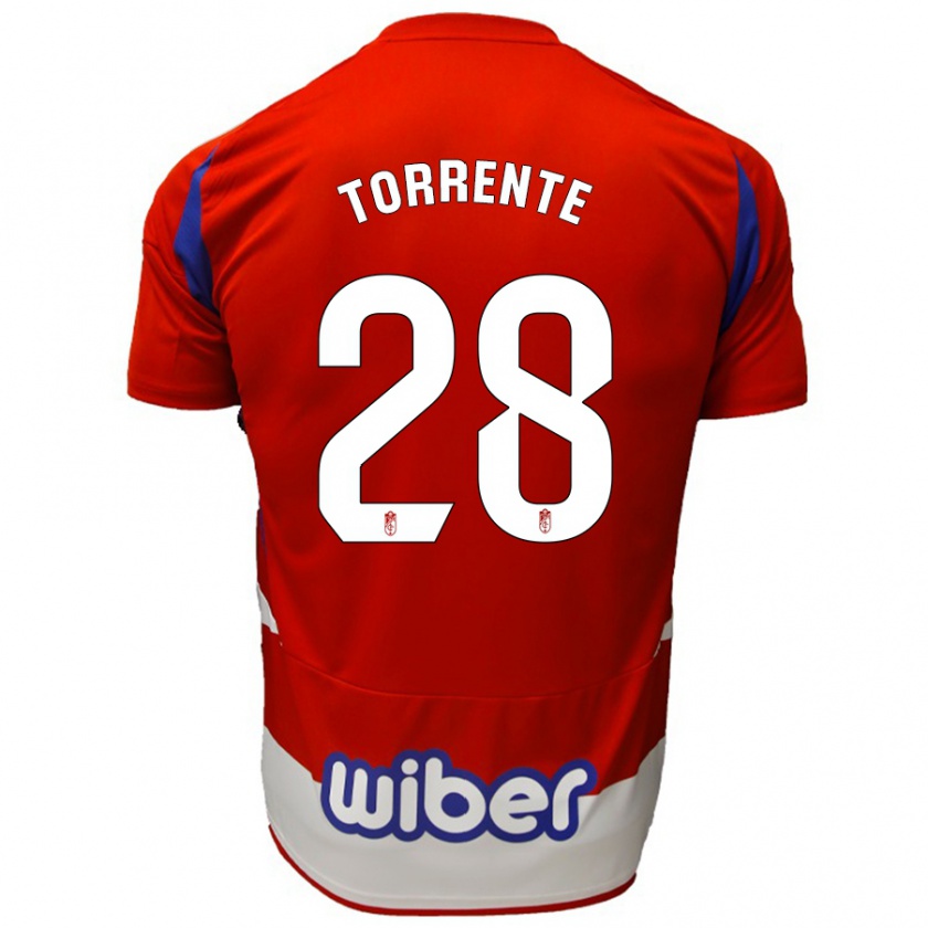 Kandiny Kinder Raúl Torrente #28 Rot Weiß Blau Heimtrikot Trikot 2024/25 T-Shirt