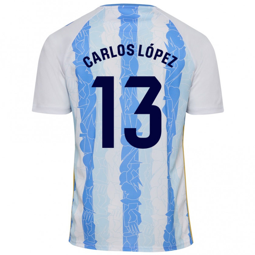 Kandiny Kinder Carlos López #13 Weiß Blau Heimtrikot Trikot 2024/25 T-Shirt