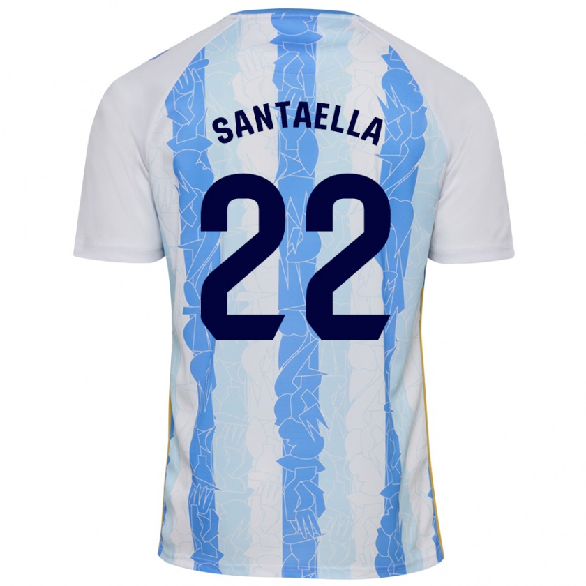 Kandiny Kinder Miguel Ángel Santaella #22 Weiß Blau Heimtrikot Trikot 2024/25 T-Shirt