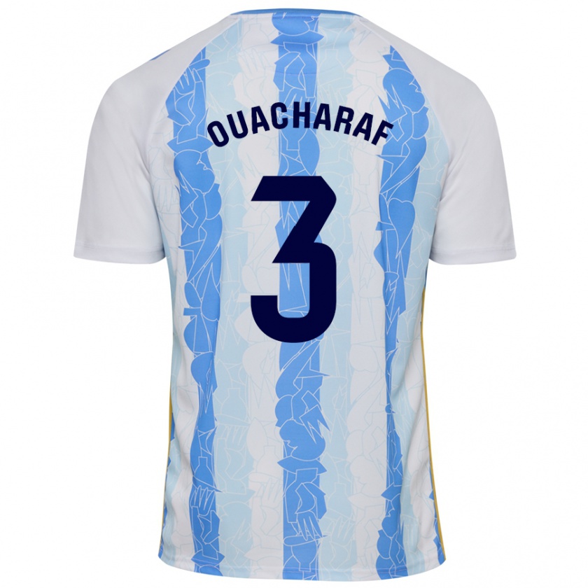 Kandiny Kinder Bilal Ouacharaf #3 Weiß Blau Heimtrikot Trikot 2024/25 T-Shirt