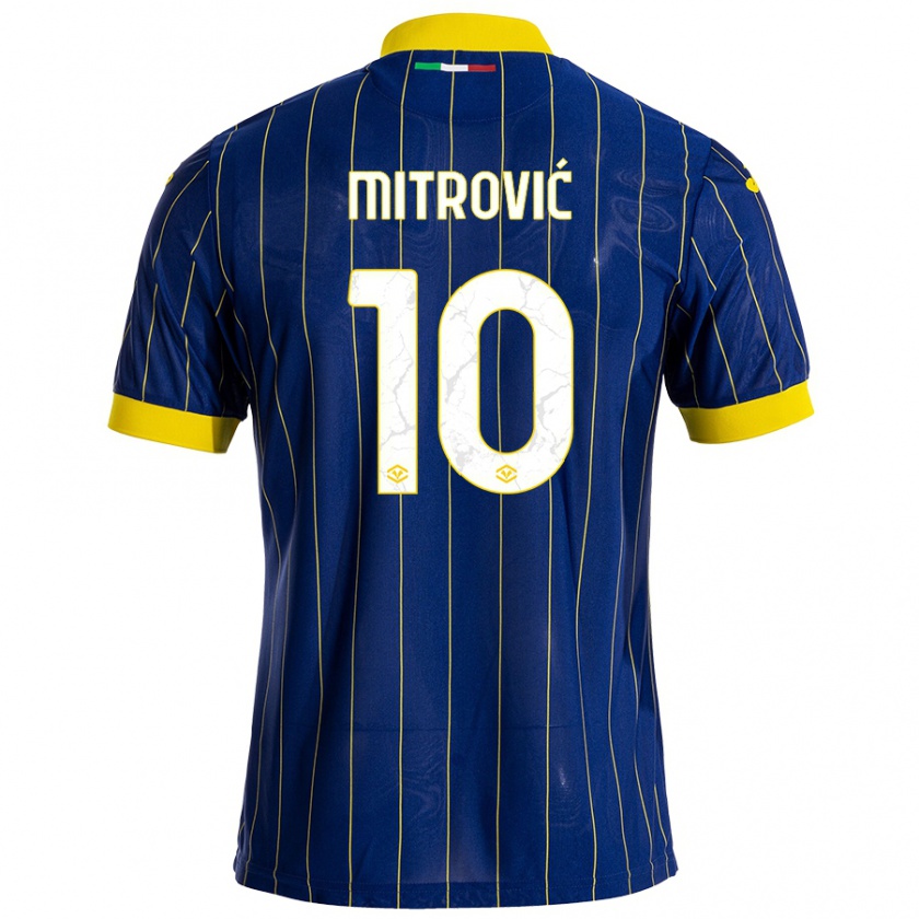 Kandiny Kinder Stefan Mitrović #10 Blau Gelb Heimtrikot Trikot 2024/25 T-Shirt