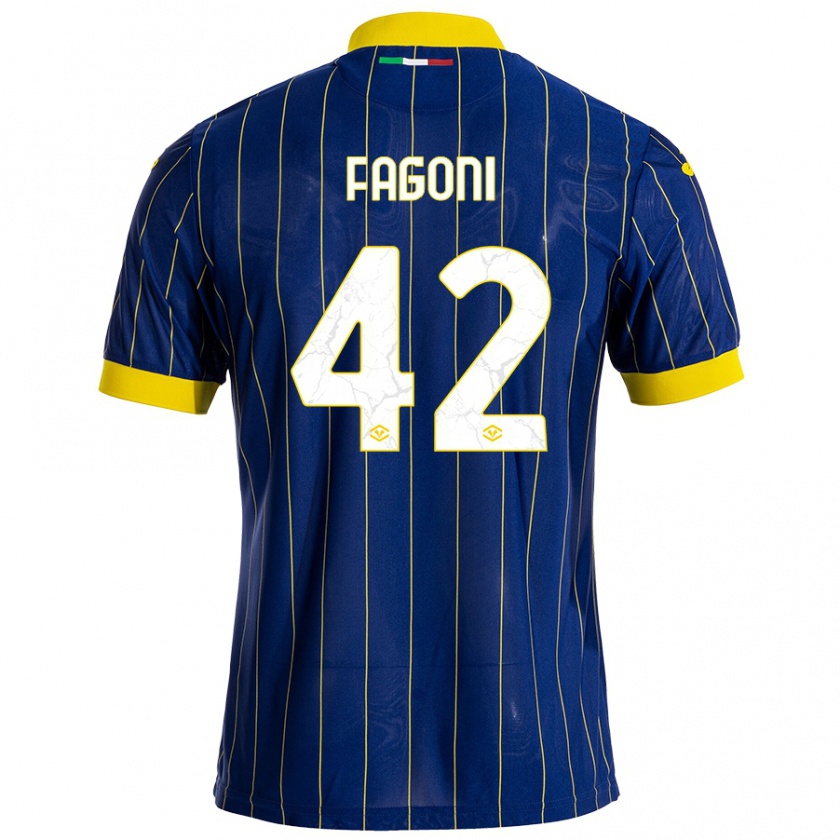 Kandiny Kinder Marco Fagoni #42 Blau Gelb Heimtrikot Trikot 2024/25 T-Shirt