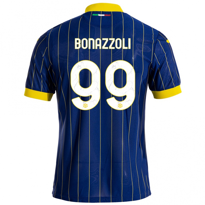 Kandiny Kinder Federico Bonazzoli #99 Blau Gelb Heimtrikot Trikot 2024/25 T-Shirt