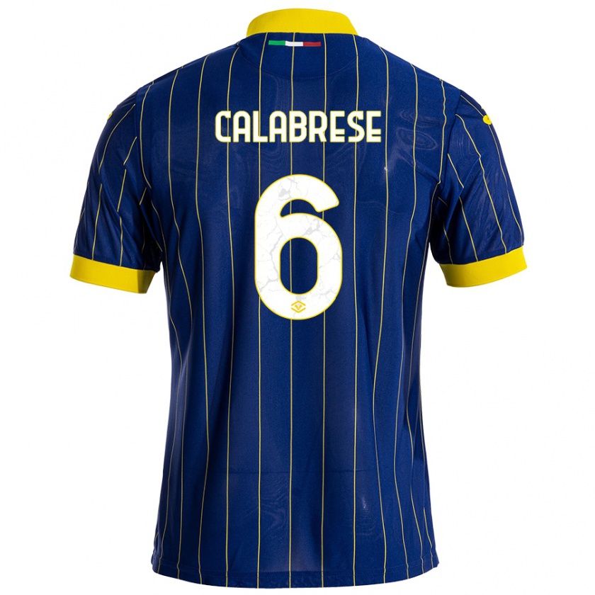 Kandiny Kinder Nicolò Calabrese #6 Blau Gelb Heimtrikot Trikot 2024/25 T-Shirt