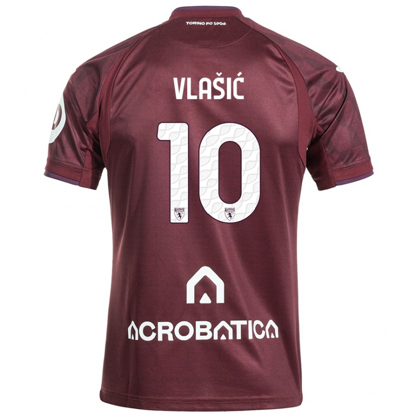 Kandiny Kinder Nikola Vlašić #10 Kastanienbraun Weiß Heimtrikot Trikot 2024/25 T-Shirt