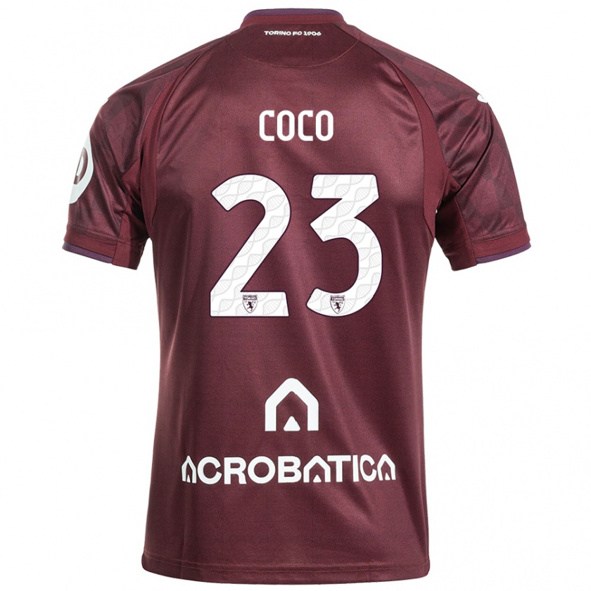 Kandiny Kinder Saúl Coco #23 Kastanienbraun Weiß Heimtrikot Trikot 2024/25 T-Shirt