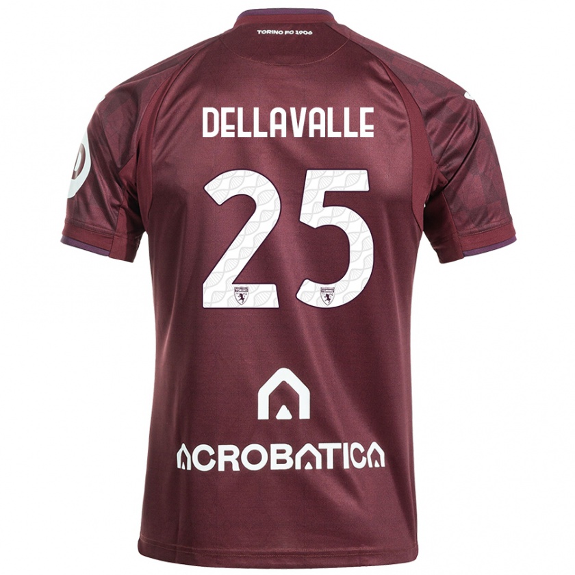 Kandiny Kinder Alessandro Dellavalle #25 Kastanienbraun Weiß Heimtrikot Trikot 2024/25 T-Shirt