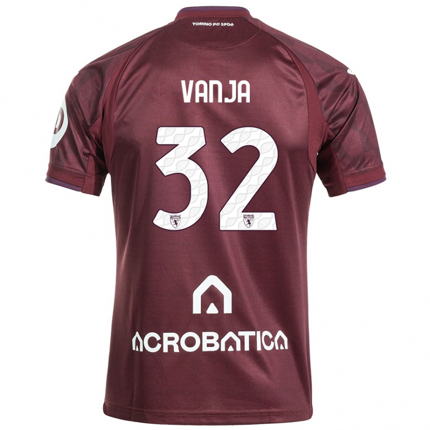 Kandiny Kinder Vanja Milinković-Savić #32 Kastanienbraun Weiß Heimtrikot Trikot 2024/25 T-Shirt