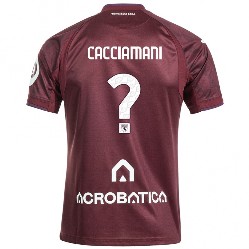 Kandiny Kinder Alessio Cacciamani #0 Kastanienbraun Weiß Heimtrikot Trikot 2024/25 T-Shirt