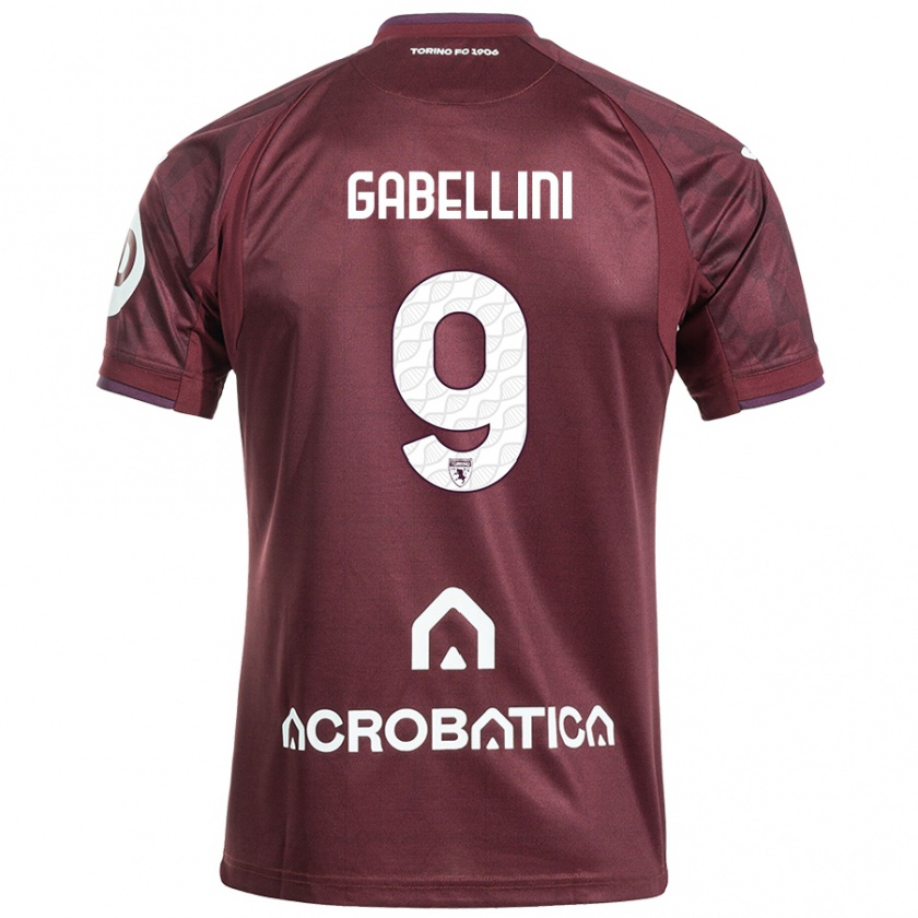 Kandiny Kinder Tommaso Gabellini #9 Kastanienbraun Weiß Heimtrikot Trikot 2024/25 T-Shirt