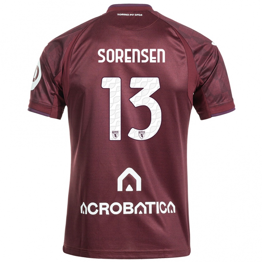 Kandiny Kinder Ben Sørensen #13 Kastanienbraun Weiß Heimtrikot Trikot 2024/25 T-Shirt