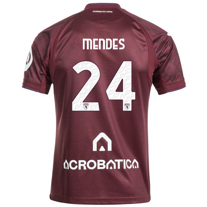 Kandiny Kinder Rodrigo Mendes #24 Kastanienbraun Weiß Heimtrikot Trikot 2024/25 T-Shirt