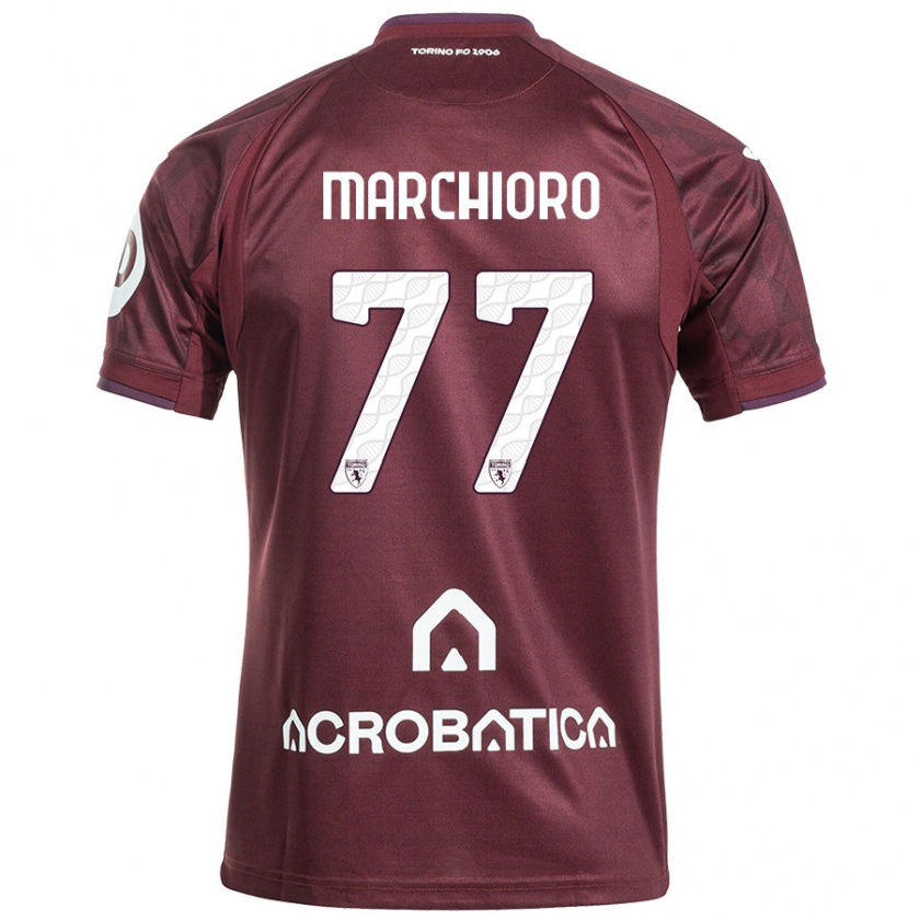 Kandiny Kinder Raffaele Marchioro #77 Kastanienbraun Weiß Heimtrikot Trikot 2024/25 T-Shirt