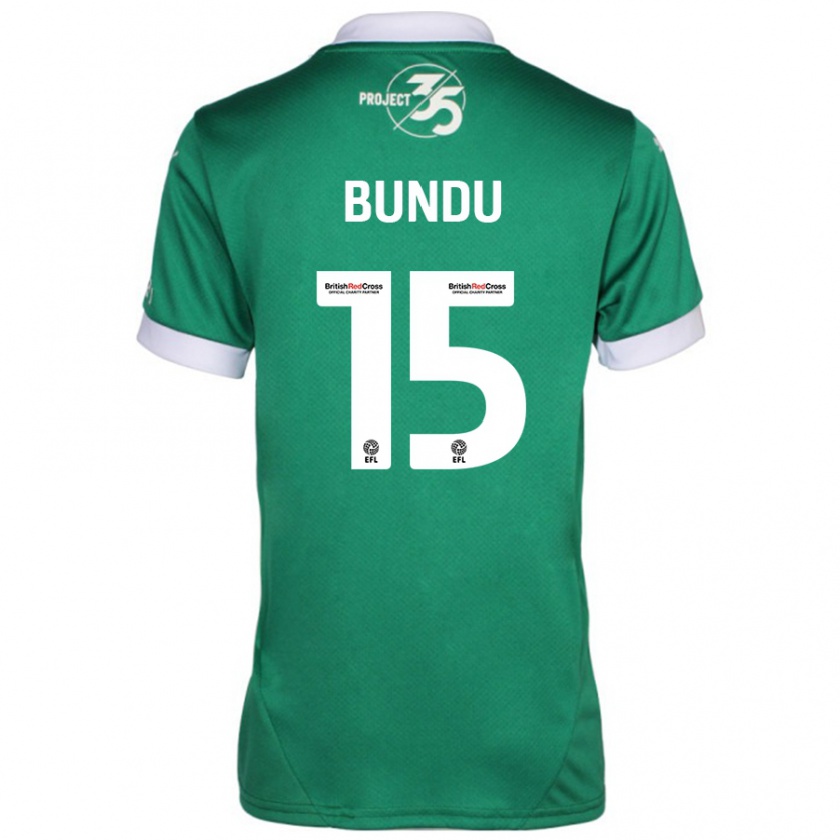 Kandiny Kinder Mustapha Bundu #15 Grün Weiß Heimtrikot Trikot 2024/25 T-Shirt