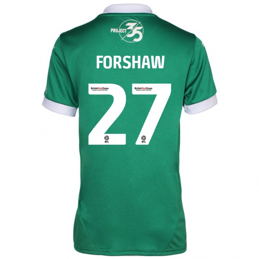 Kandiny Kinder Adam Forshaw #27 Grün Weiß Heimtrikot Trikot 2024/25 T-Shirt