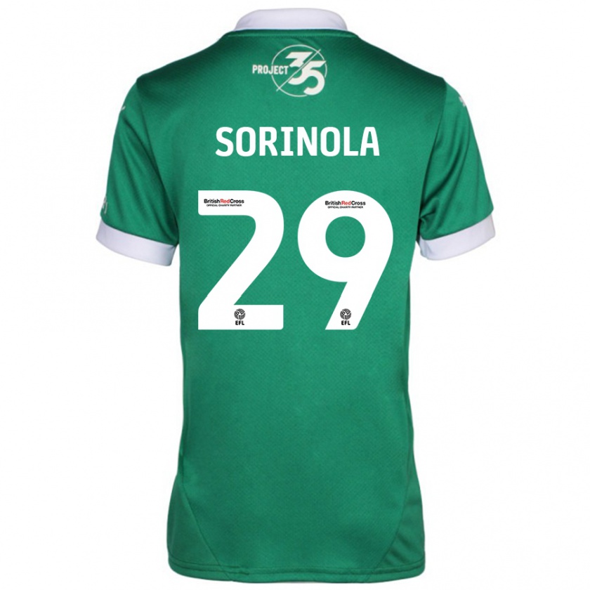 Kandiny Kinder Matthew Sorinola #29 Grün Weiß Heimtrikot Trikot 2024/25 T-Shirt