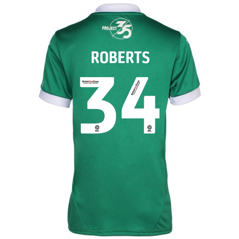 Kandiny Kinder Caleb Roberts #34 Grün Weiß Heimtrikot Trikot 2024/25 T-Shirt