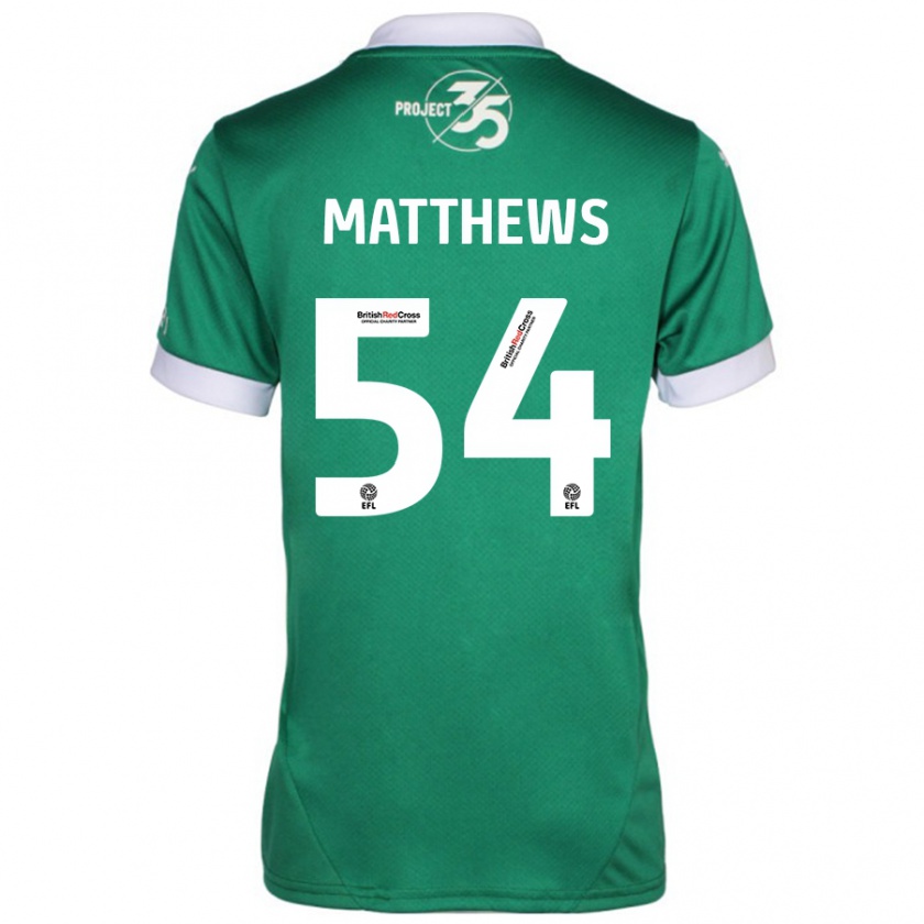 Kandiny Kinder Jack Matthews #54 Grün Weiß Heimtrikot Trikot 2024/25 T-Shirt