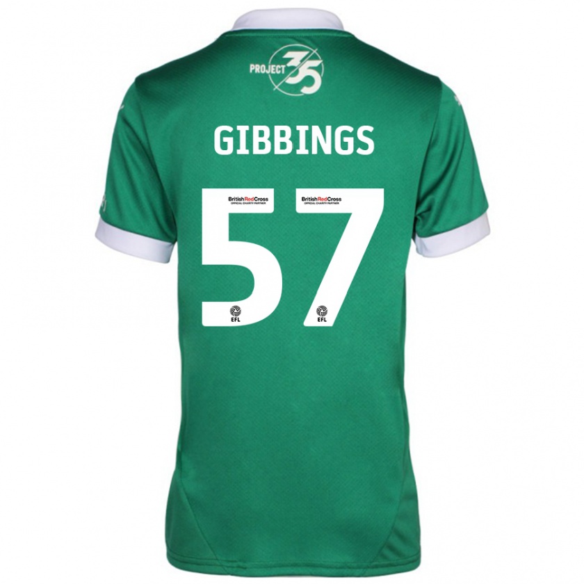 Kandiny Kinder Cole Gibbings #57 Grün Weiß Heimtrikot Trikot 2024/25 T-Shirt