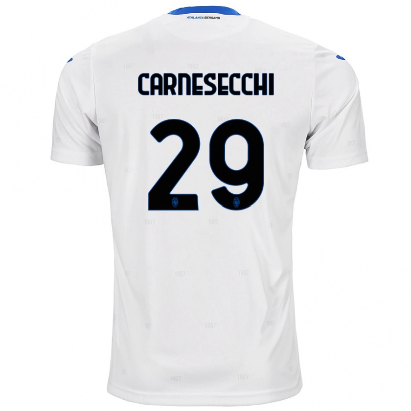 Kandiny Kinder Marco Carnesecchi #29 Weiß Auswärtstrikot Trikot 2024/25 T-Shirt