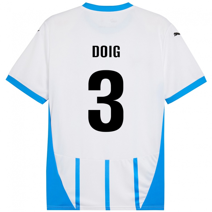 Kandiny Kinder Josh Doig #3 Weiß Blau Auswärtstrikot Trikot 2024/25 T-Shirt