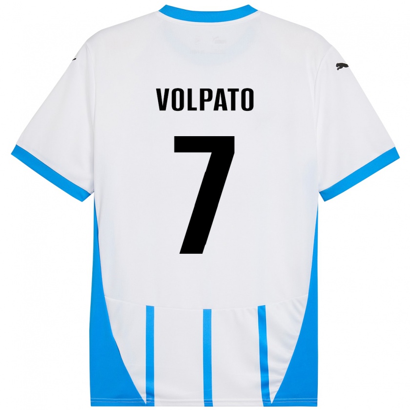 Kandiny Kinder Cristian Volpato #7 Weiß Blau Auswärtstrikot Trikot 2024/25 T-Shirt