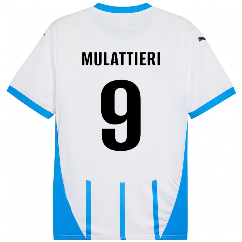 Kandiny Kinder Samuele Mulattieri #9 Weiß Blau Auswärtstrikot Trikot 2024/25 T-Shirt