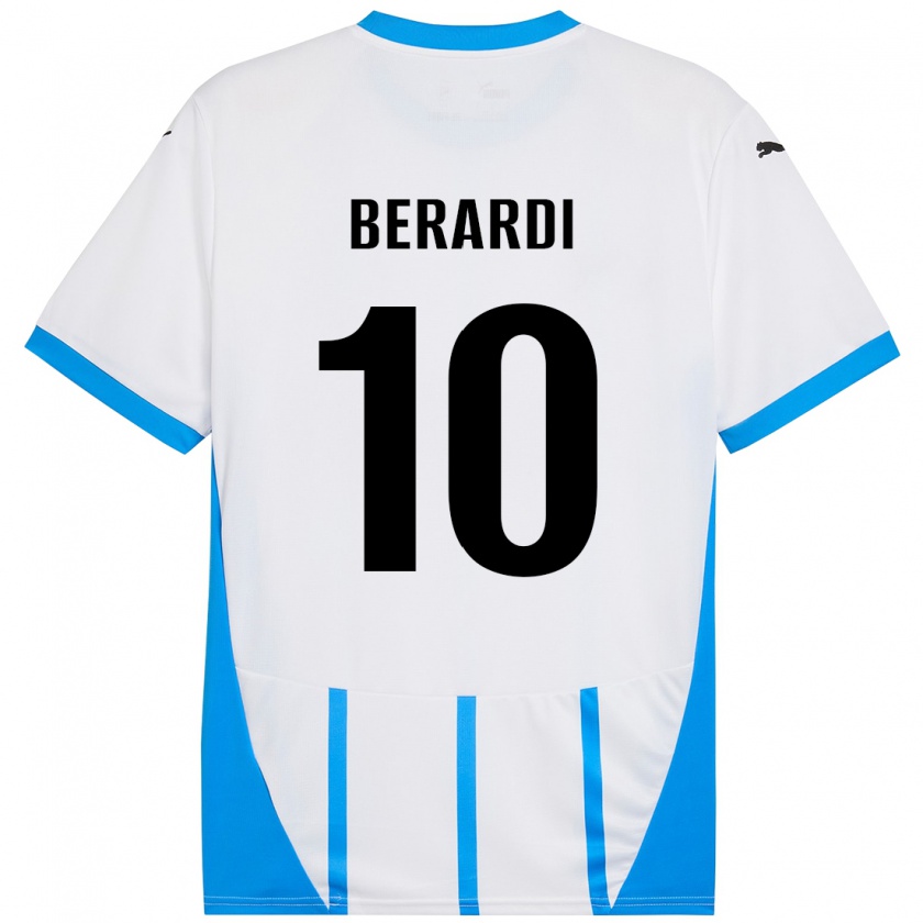 Kandiny Kinder Domenico Berardi #10 Weiß Blau Auswärtstrikot Trikot 2024/25 T-Shirt