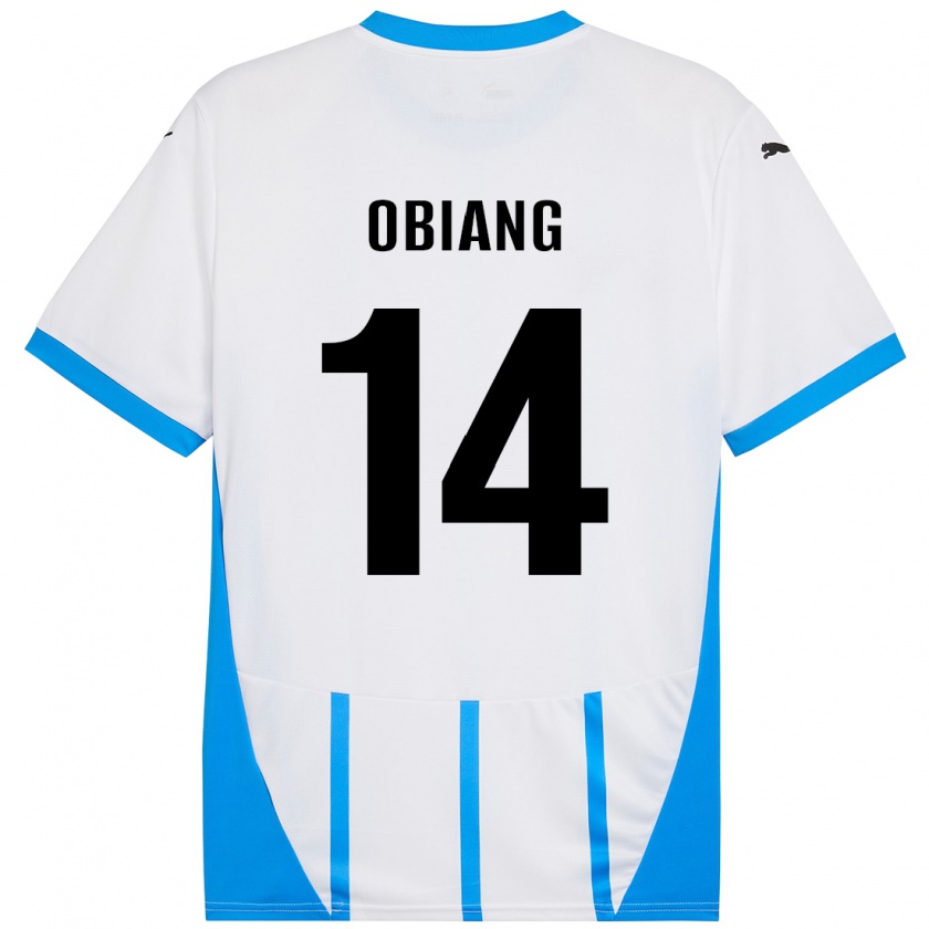 Kandiny Kinder Pedro Obiang #14 Weiß Blau Auswärtstrikot Trikot 2024/25 T-Shirt