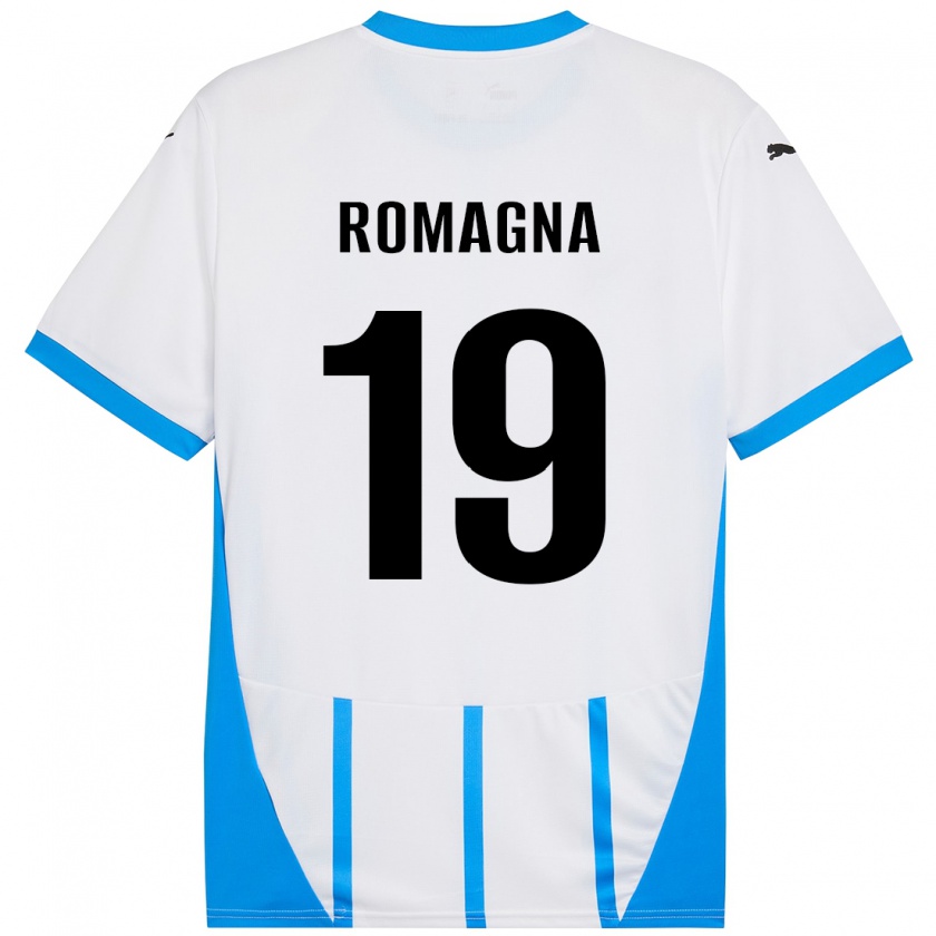 Kandiny Kinder Filippo Romagna #19 Weiß Blau Auswärtstrikot Trikot 2024/25 T-Shirt