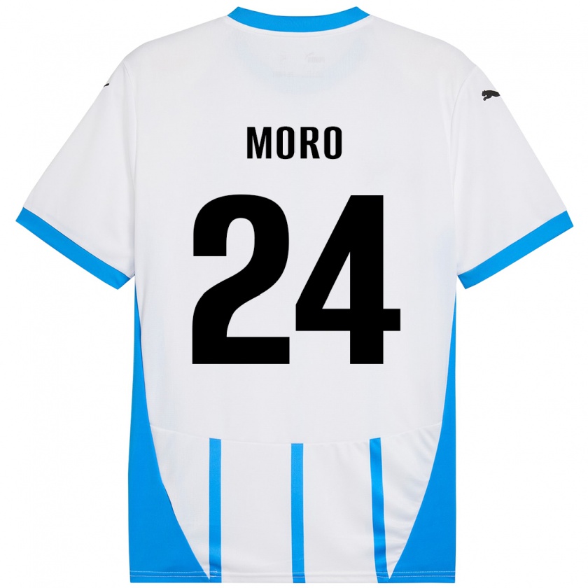 Kandiny Kinder Luca Moro #24 Weiß Blau Auswärtstrikot Trikot 2024/25 T-Shirt