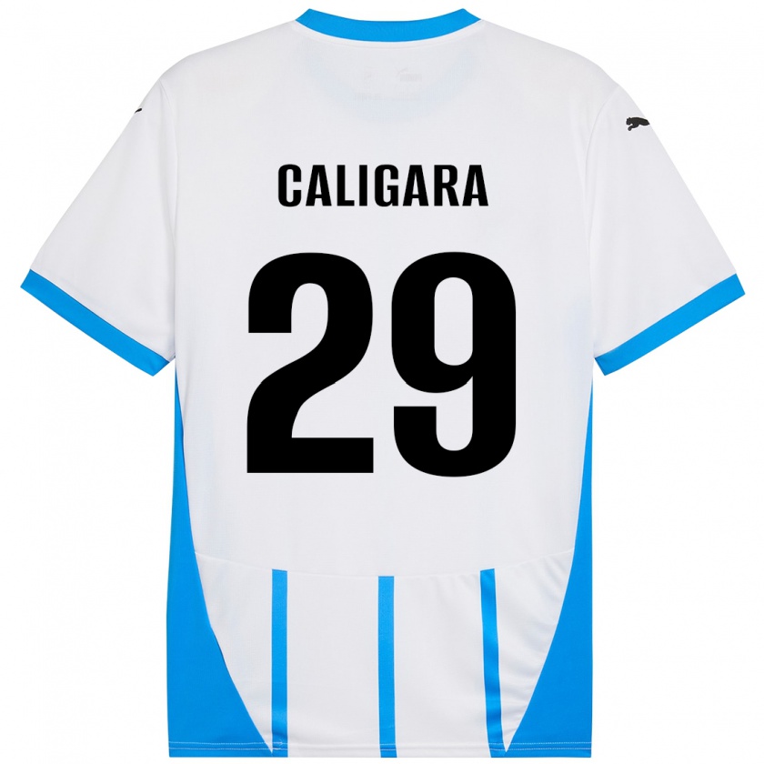 Kandiny Kinder Fabrizio Caligara #29 Weiß Blau Auswärtstrikot Trikot 2024/25 T-Shirt